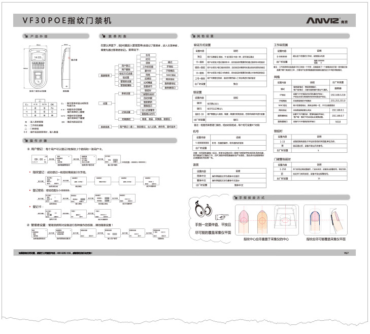 VF30经典款指纹门禁机快速指南 V1.7 