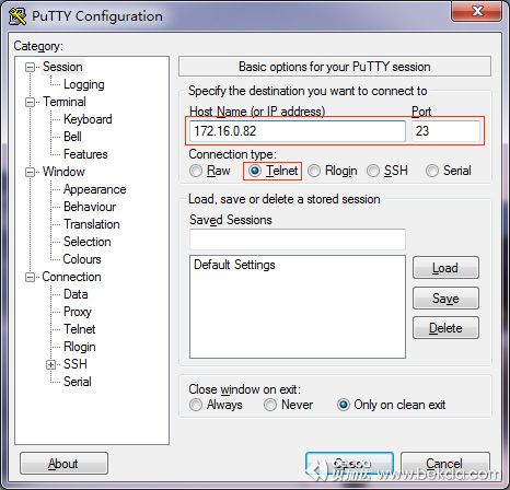 putty_telnet连接